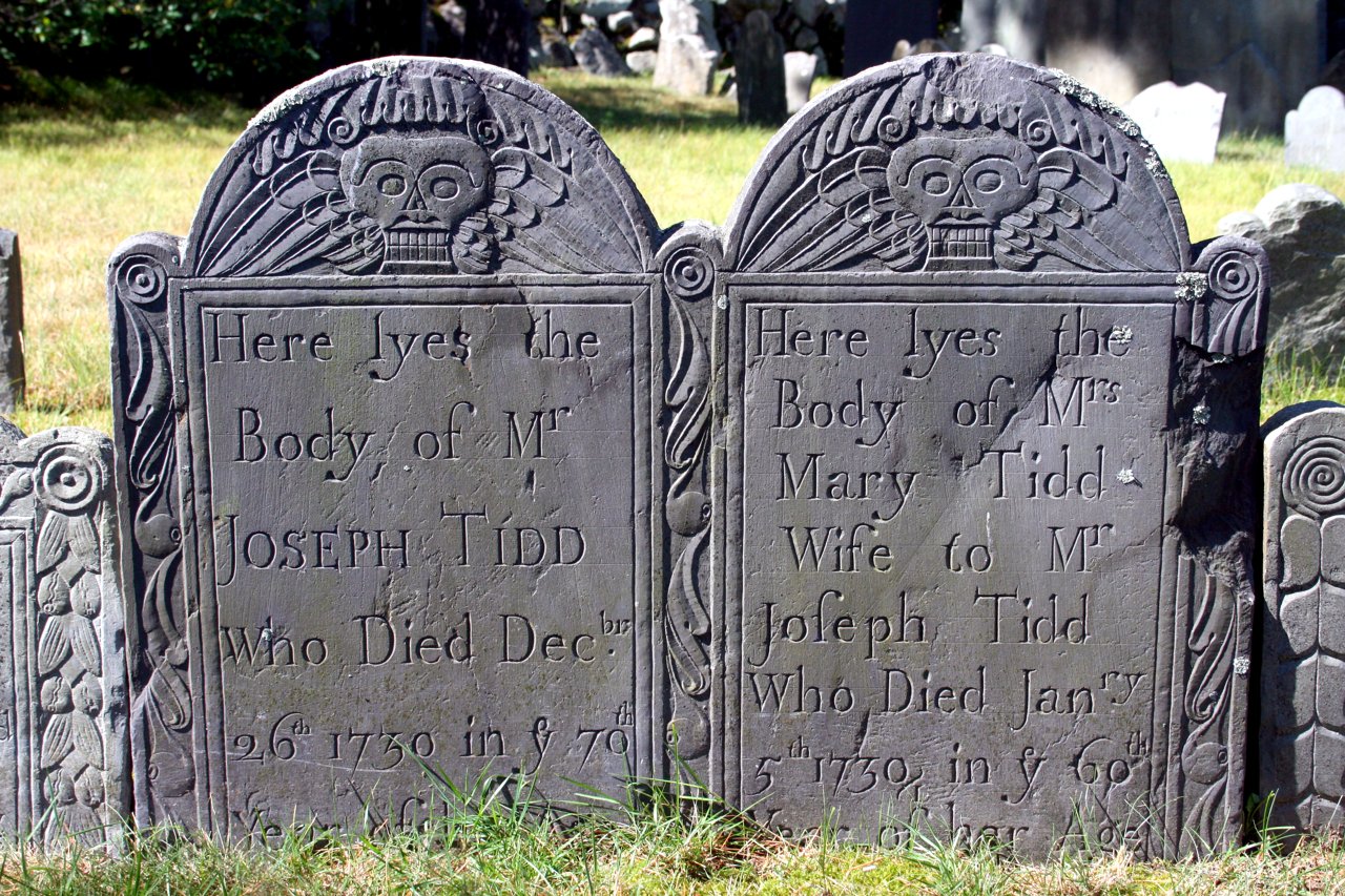 Double headstone of Joseph and Mary Tidd, both 1730