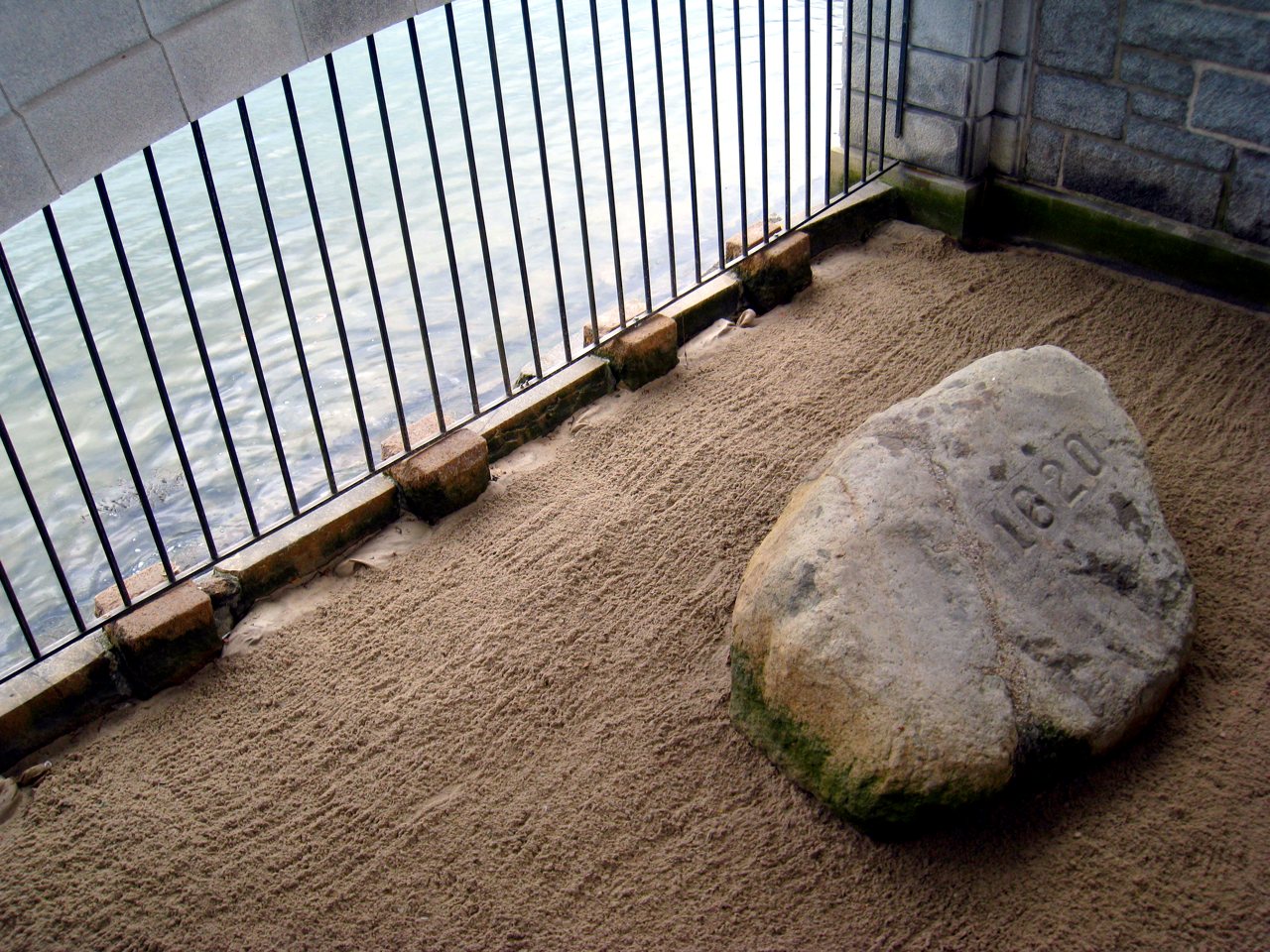 Plymouth Rock carved with the date 1620